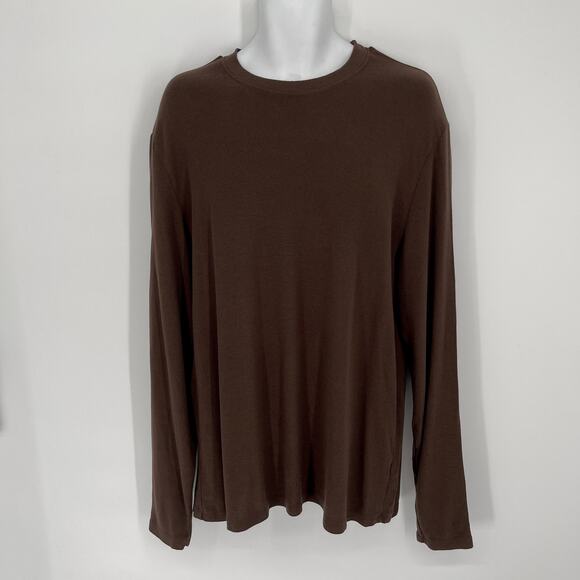 Cotton Citizen NEW Men's Hendrix Crew Shirt Long Sleeves Size XL *FLAW* Espresso - Picture 1 of 8